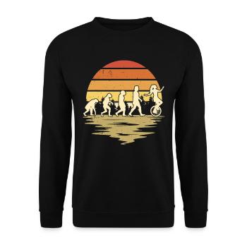 Einrad Evolution Einradfahrer - Unisex Pullover - Schwarz - Vorne - Alina (178cm) & Michal (187cm)