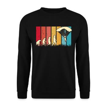 Fallschirmspringer EvolutionFallmschirm Skydive - Unisex Pullover - Schwarz - Vorne - Alina (178cm) & Michal (187cm)