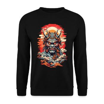 Japanese Oni Demon Vaporwave Vintage Design - Unisex Sweatshirt - black - Front - Alina (178cm) & Michal (187cm)