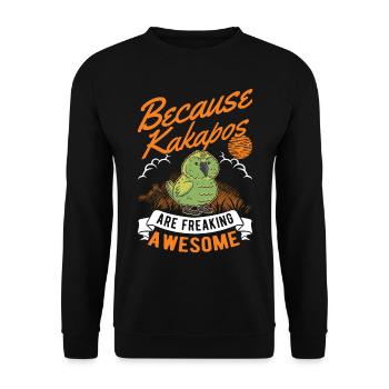 Kakapo Vogel Nachtpapagei - Unisex Pullover - Schwarz - Vorne - Alina (178cm) & Michal (187cm)