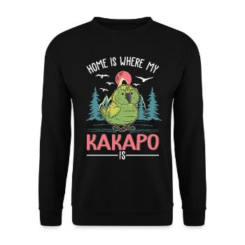 Zuhause Ist Wo Mein Kakapo Ist - Unisex Pullover - Schwarz - Vorne - Alina (178cm) & Michal (187cm)