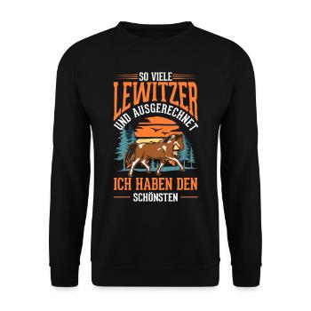 Lewitzer Pferd Reiterin - Unisex Pullover - Schwarz - Vorne - Alina (178cm) & Michal (187cm)