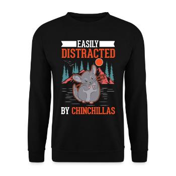 Facilement distrait par les chinchillas - Sweat-shirt Unisexe - noir - Devant - Alina (178cm) & Michal (187cm)