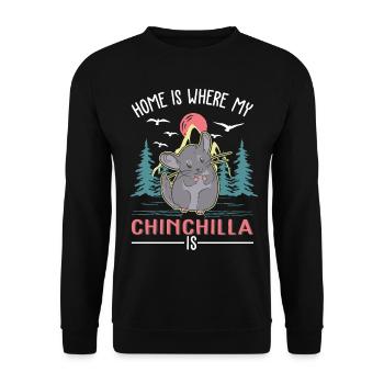 La maison est là où se trouve mon chinchilla - Sweat-shirt Unisexe - noir - Devant - Alina (178cm) & Michal (187cm)