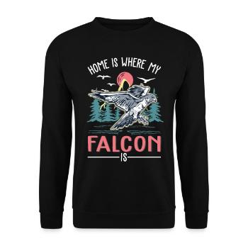 La maison est là où mon faucon est faucon crécerelle - Sweat-shirt Unisexe - noir - Devant - Alina (178cm) & Michal (187cm)