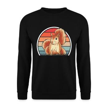 Eichhörnchen Retro Squirrel - Unisex Sweatshirt - black - Front - Alina (178cm) & Michal (187cm)