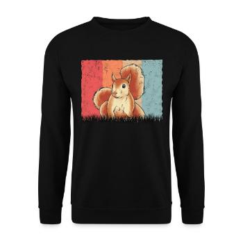 Eichhörnchen Écureuil rétro - Sweat-shirt Unisexe - noir - Devant - Alina (178cm) & Michal (187cm)