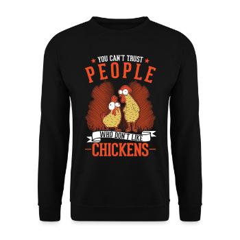 Hühner Bauer Hühnchen Landwirt Huhn - Unisex Pullover - Schwarz - Vorne - Alina (178cm) & Michal (187cm)