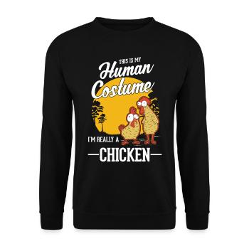 Chicken Costume Chicken Halloween Farmer - Unisex Sweatshirt - black - Front - Alina (178cm) & Michal (187cm)