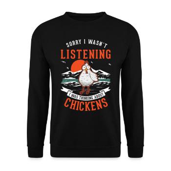 Chickens, Farmer, Chicken, Farmer, Chicken - Unisex Sweatshirt - black - Front - Alina (178cm) & Michal (187cm)
