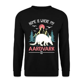 Zuhause ist wo mein Erdferkel ist - Unisex Pullover - Schwarz - Vorne - Alina (178cm) & Michal (187cm)