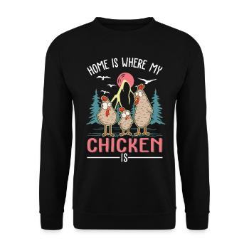 Poulets Home Farmer Poulet - Sweat-shirt Unisexe - noir - Devant - Alina (178cm) & Michal (187cm)