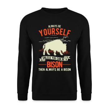 Soyez toujours vous-même Bison Buffalo Büffel - Sweat-shirt Unisexe - noir - Devant - Alina (178cm) & Michal (187cm)