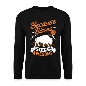 Buffalo Gift Bison Water Buffalo Buffalo - Unisex Sweatshirt - black - Front - Alina (178cm) & Michal (187cm)