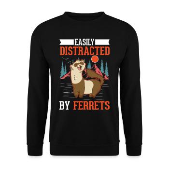 Facilement distrait par les furets Frettchen - Sweat-shirt Unisexe - noir - Devant - Alina (178cm) & Michal (187cm)