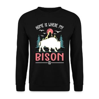 La maison est là où se trouve mon buffle - Sweat-shirt Unisexe - noir - Devant - Alina (178cm) & Michal (187cm)