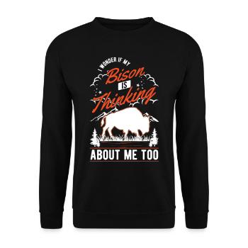 Buffalo cadeau Bison Buffallo buffle d’eau - Sweat-shirt Unisexe - noir - Devant - Alina (178cm) & Michal (187cm)