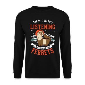 Frettchen Liebhaber Ferret Geschenk - Unisex Pullover - Schwarz - Vorne - Alina (178cm) & Michal (187cm)