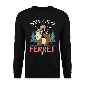Zuhause ist wo mein Frettchen ist - Unisex Pullover - Schwarz - Vorne - Alina (178cm) & Michal (187cm)