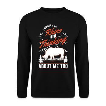 Rhino Gift Rhino Rhinoceros - Unisex Sweatshirt - black - Front - Alina (178cm) & Michal (187cm)