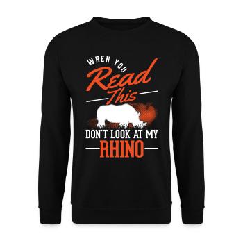 Rhino Gift Rhino Rhinoceros - Unisex Sweatshirt - black - Front - Alina (178cm) & Michal (187cm)