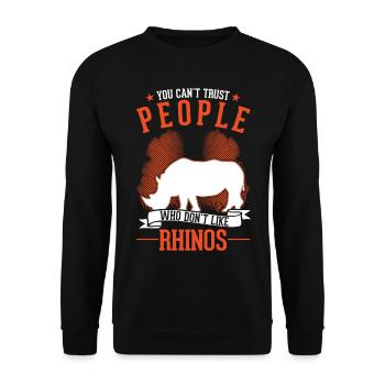 Rhino Gift Rhino Rhinoceros - Unisex Sweatshirt - black - Front - Alina (178cm) & Michal (187cm)