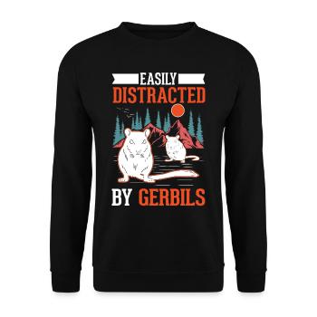 Facilement distrait par la gerbille de la Gerbille Rennratte - Sweat-shirt Unisexe - noir - Devant - Alina (178cm) & Michal (187cm)