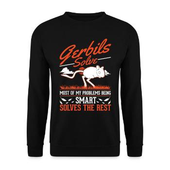 Gerbil Gift Mongolian Gerbil Gerbil - Unisex Sweatshirt - black - Front - Alina (178cm) & Michal (187cm)
