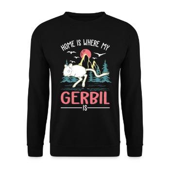 Zuhause ist wo mein Gerbil ist Rennmaus - Unisex Pullover - Schwarz - Vorne - Alina (178cm) & Michal (187cm)