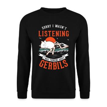 Gerbil Gift Mongolian Gerbil Gerbil - Unisex Sweatshirt - black - Front - Alina (178cm) & Michal (187cm)