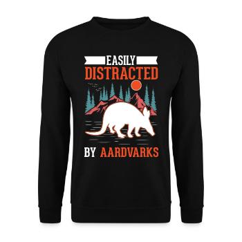Facilement distrait par les oryctéropes Aardvark - Sweat-shirt Unisexe - noir - Devant - Alina (178cm) & Michal (187cm)