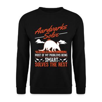 Erdferkel Geschenk Aardvark - Unisex Pullover - Schwarz - Vorne - Alina (178cm) & Michal (187cm)