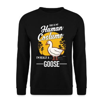 Oies Costume Humain Halloween Oie Éleveur Oie - Sweat-shirt Unisexe - noir - Devant - Alina (178cm) & Michal (187cm)