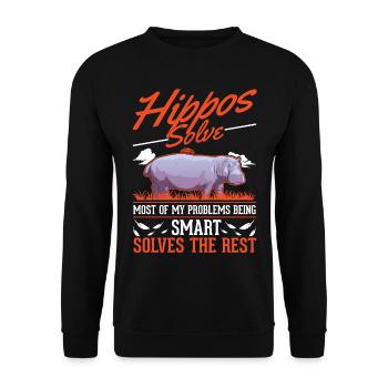 Hippopotame cadeau hippopotame hippopotame - Sweat-shirt Unisexe - noir - Devant - Alina (178cm) & Michal (187cm)