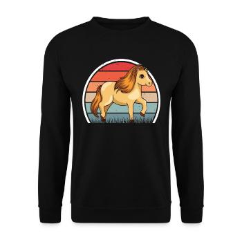 Shetland Pony Retro - Unisex Pullover - Schwarz - Vorne - Alina (178cm) & Michal (187cm)