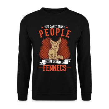 Fennek Geschenk Wüstenfuchs Fennec - Unisex Pullover - Schwarz - Vorne - Alina (178cm) & Michal (187cm)