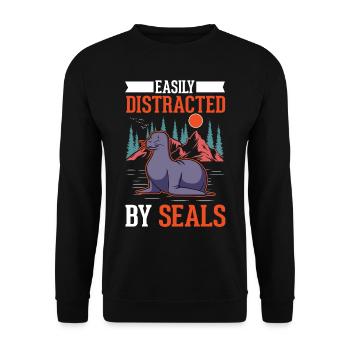 Facilement distrait par le phoque Phoque Lion de mer - Sweat-shirt Unisexe - noir - Devant - Alina (178cm) & Michal (187cm)
