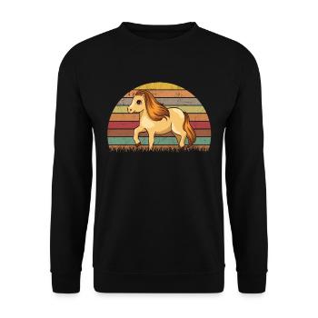 Shetland Pony Retro - Unisex Pullover - Schwarz - Vorne - Alina (178cm) & Michal (187cm)