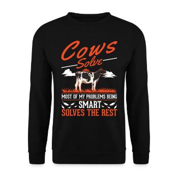 Vache cadeau agriculteur éleveur de bovins vaches - Sweat-shirt Unisexe - noir - Devant - Alina (178cm) & Michal (187cm)