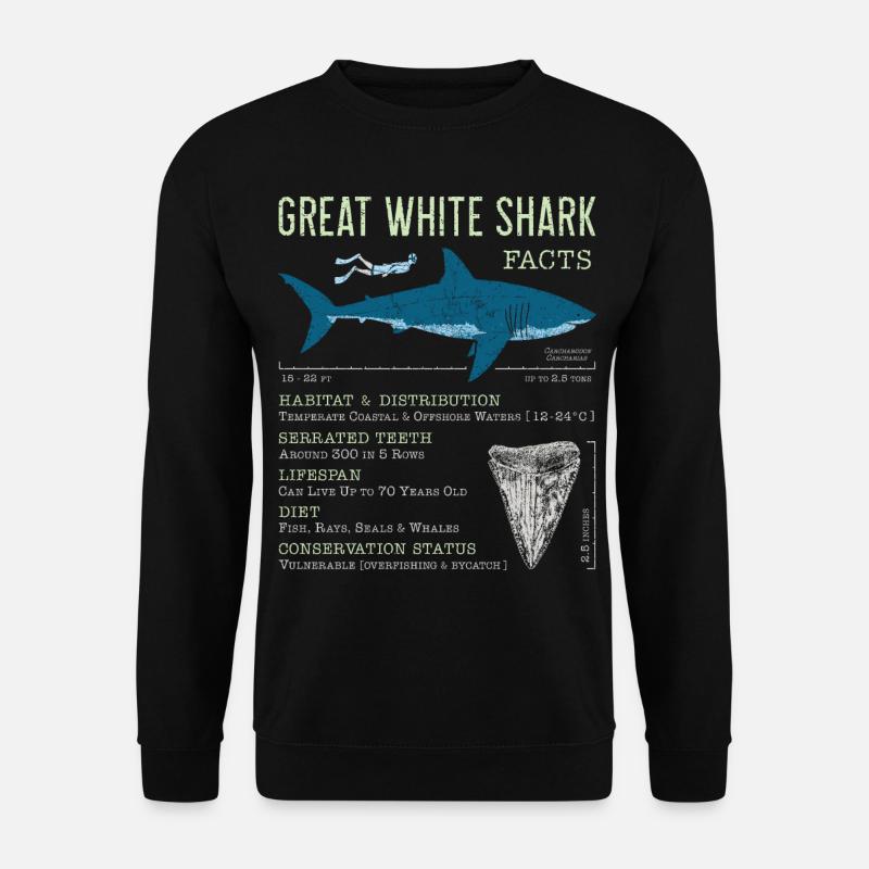 Fakten über den Weißen Hai - Unisex Pullover - Schwarz