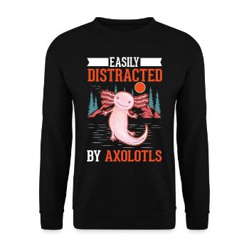 Facilement distrait par les axolotls Amphibien à queue - Sweat-shirt Unisexe - noir - Devant - Alina (178cm) & Michal (187cm)