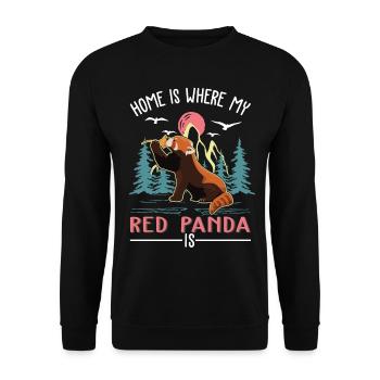 Roter Panda Geschenk Red Panda - Unisex Pullover - Schwarz - Vorne - Alina (178cm) & Michal (187cm)