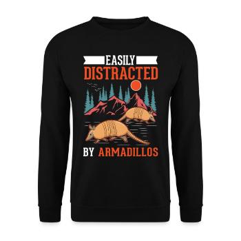 Easily distracted by Armadillo's Armadillo - Unisex Sweatshirt - black - Front - Alina (178cm) & Michal (187cm)