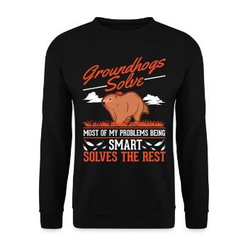 Murmeltier Groundhog Day Waldmurmeltier - Unisex Pullover - Schwarz - Vorne - Alina (178cm) & Michal (187cm)