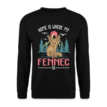 Zuhause ist wo mein Fennek ist - Unisex Pullover - Schwarz - Vorne - Alina (178cm) & Michal (187cm)