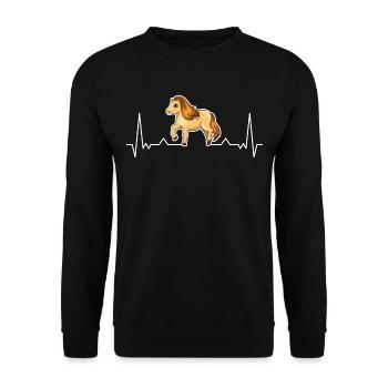 Shetland Pony Herzschlag - Unisex Pullover - Schwarz - Vorne - Alina (178cm) & Michal (187cm)