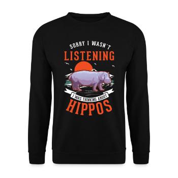 Hippopotame cadeau hippopotame - Sweat-shirt Unisexe - noir - Devant - Alina (178cm) & Michal (187cm)