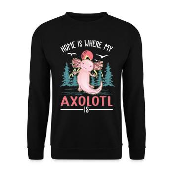 La maison est là où se trouve mon axolotl - Sweat-shirt Unisexe - noir - Devant - Alina (178cm) & Michal (187cm)