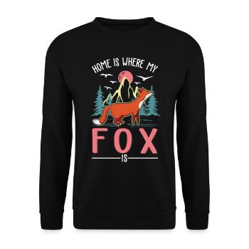 Fox Gift Red Fox - Unisex Sweatshirt - black - Front - Alina (178cm) & Michal (187cm)