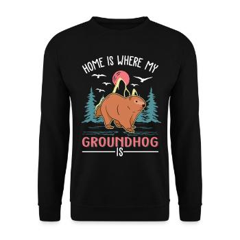 Groundhog Home Groundhog Day Marmot - Unisex Sweatshirt - black - Front - Alina (178cm) & Michal (187cm)